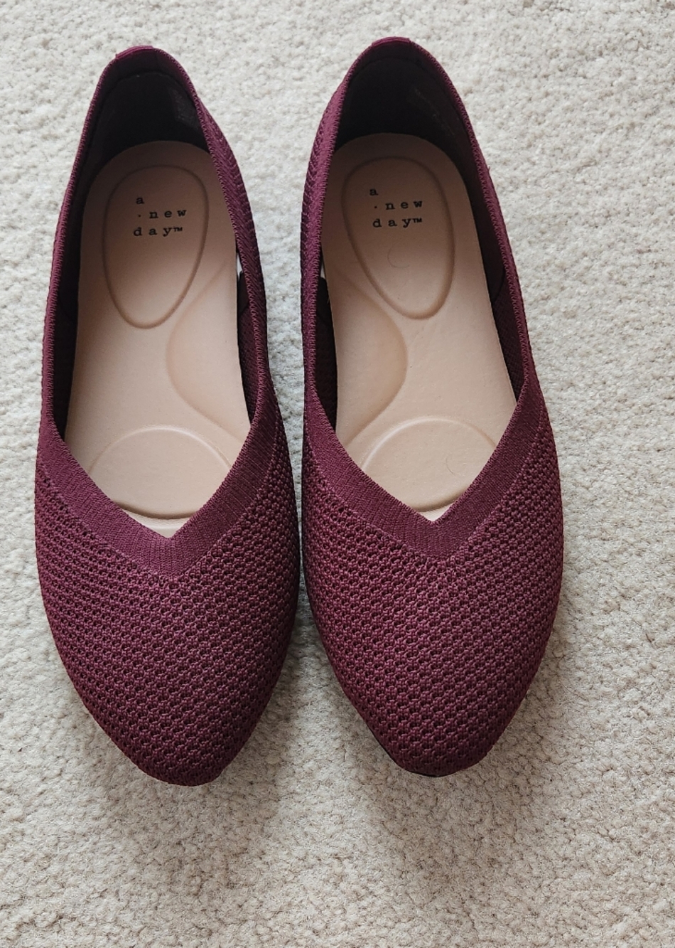 SOLD Brand New Women’s Knit Ballet Flats in Burgundy - Comfort Slip-On